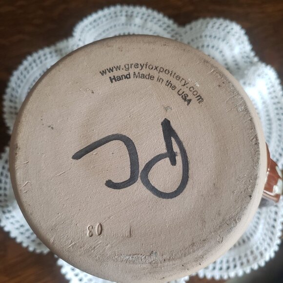 Kansas City Renaissance Festival 2009 Brown Hand Thrown Coffee Mug Cup Grey Fox - Picture 11 of 11